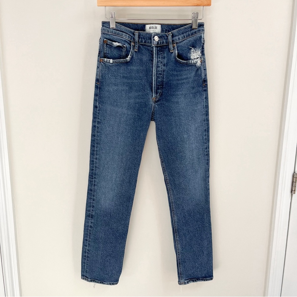 Agolde Riley High Waisted Straight Leg Denim Button Fly Crop Jeans 26